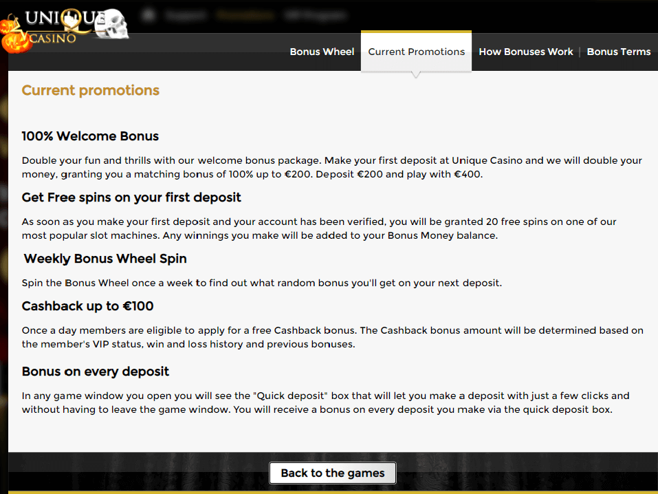 Unique Casino Bonuses